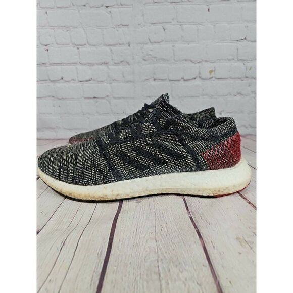 Adidas Pure Boost Go Gray Black Red Athletic Running Shoes Men\'s Size 13 main image 8